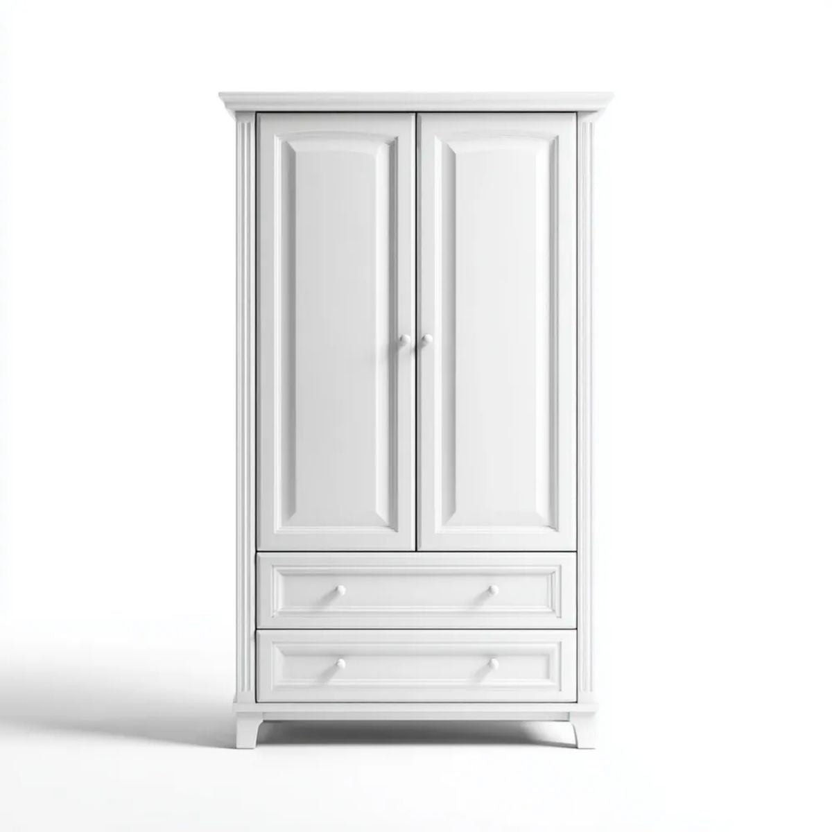 Biała szafa dwudrzwiowa z płyty MDF i płyty wiórowej, 100 × 55 × 200 cm