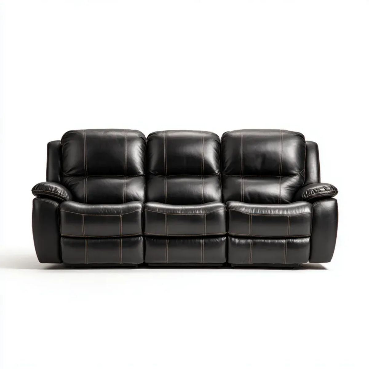 Trzyosobowa sofa ze skóry syntetycznej PU, czarna, 210 × 95 × 100 cm
