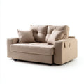 Beżowa dwuosobowa sofa rozkładana z tkaniny 170 × 92 × 88 cm