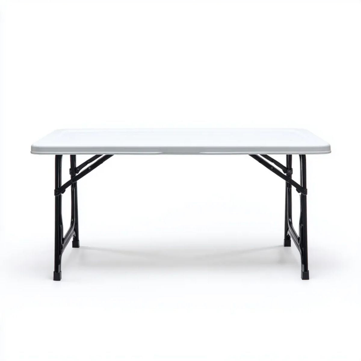 Składany stół ogrodowy biało-czarny z blatem HDPE i stalowym stelażem 180 x 74 x 74 cm