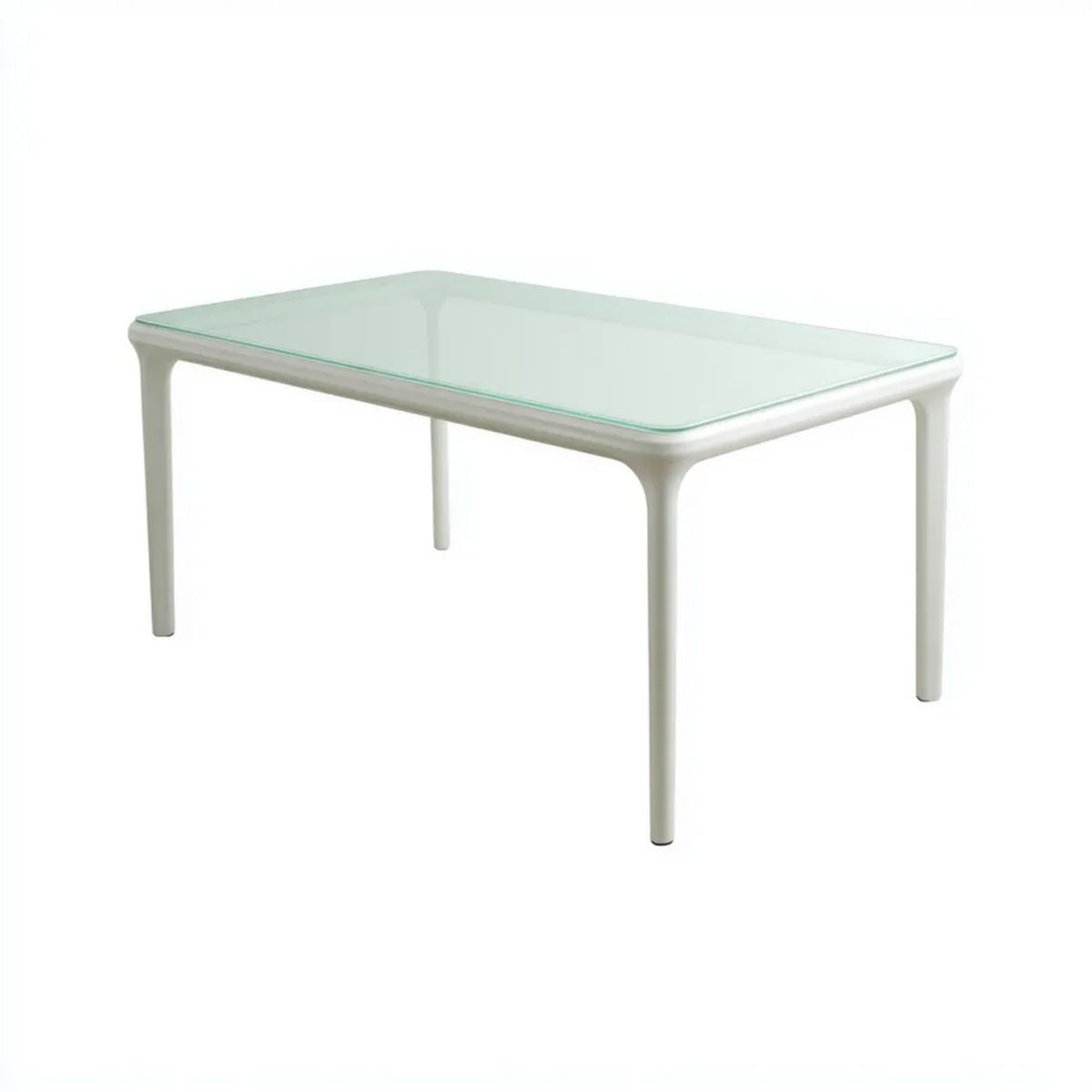 Prostokątny stół ogrodowy z aluminium i szkła hartowanego 150 × 90 × 74 cm biały