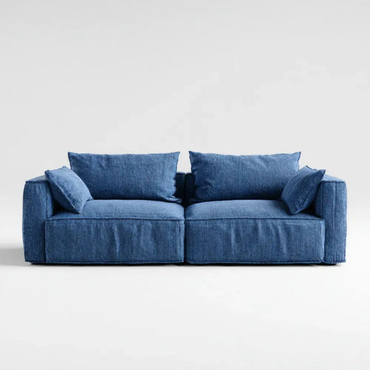 Dwuosobowa sofa granatowa z poliestru sztruksowego, 200 x 95 x 85 cm