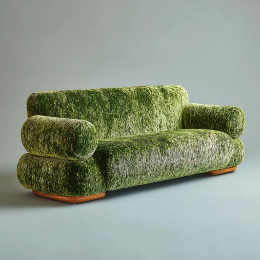 Dwuosobowa sofa zielona z poliestru 210 × 95 × 75 cm o zaokrąglonej formie