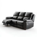 3-osobowa sofa relaksacyjna rozkładana ze skóry syntetycznej, czarno-brązowa, 210 x 95 x 102 cm