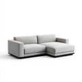 Prawostronna sofa narożna w kształcie L z poliestru, jasnoszara z czarną podstawą, 260 × 160 × 82 cm