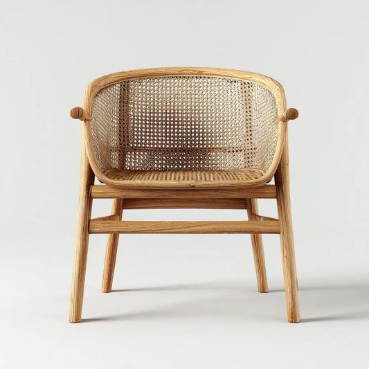 Naturalny fotel rattanowy owalny 60 × 58 × 78 cm, jasnobrązowy