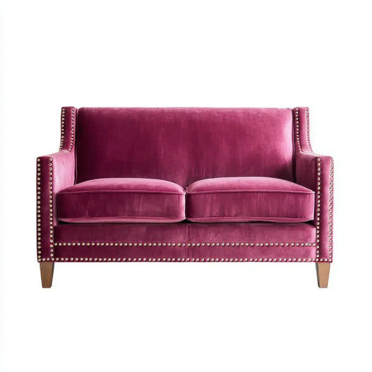 Fuksjowa sofa dwuosobowa z aksamitu poliestrowego 140 x 82 x 100 cm