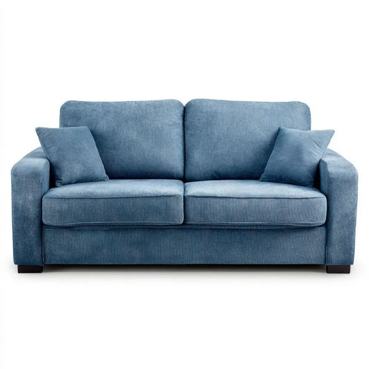Niebieska dwuosobowa sofa ze sztruksu 160 x 85 x 85 cm