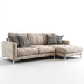 Beżowa sofa narożna 3-osobowa w kształcie L z tapicerką poliestrową, 280 x 170 x 85 cm