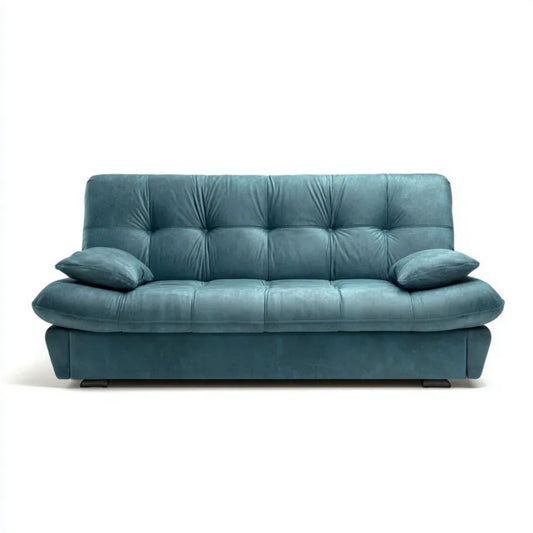 Trzyosobowa sofa turkusowa z weluru poliestrowego 220 x 95 x 90 cm