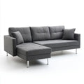 Sofa narożna z lewym szezlongiem z tkaniny, szara/srebrna, 230 x 150 x 85 cm