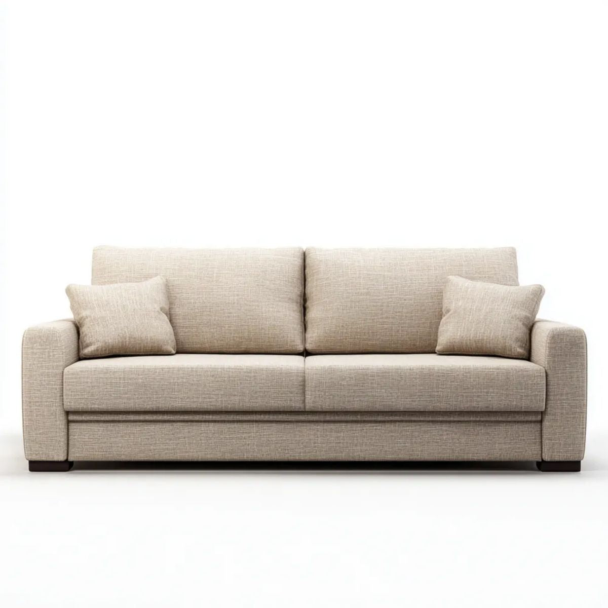 Beżowa sofa 3-osobowa z tapicerką poliestrową, 220 × 92 × 88 cm