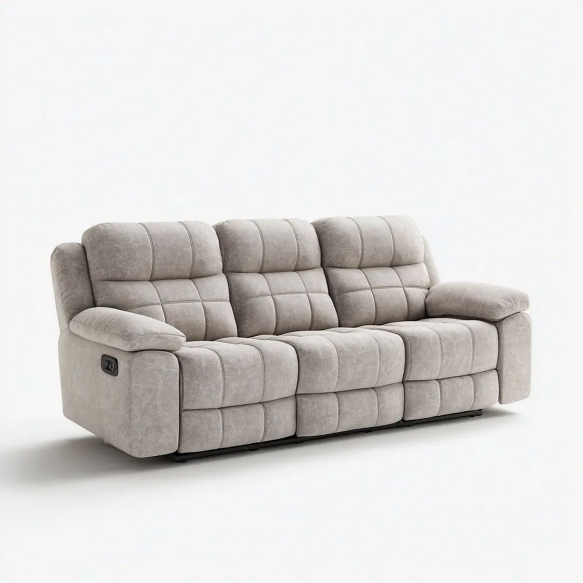 3-osobowa sofa relaksacyjna z mikrofibry, jasnoszara, 210 x 95 x 102 cm