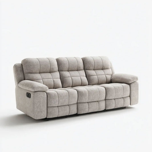3-osobowa sofa relaksacyjna z mikrofibry, jasnoszara, 210 x 95 x 102 cm