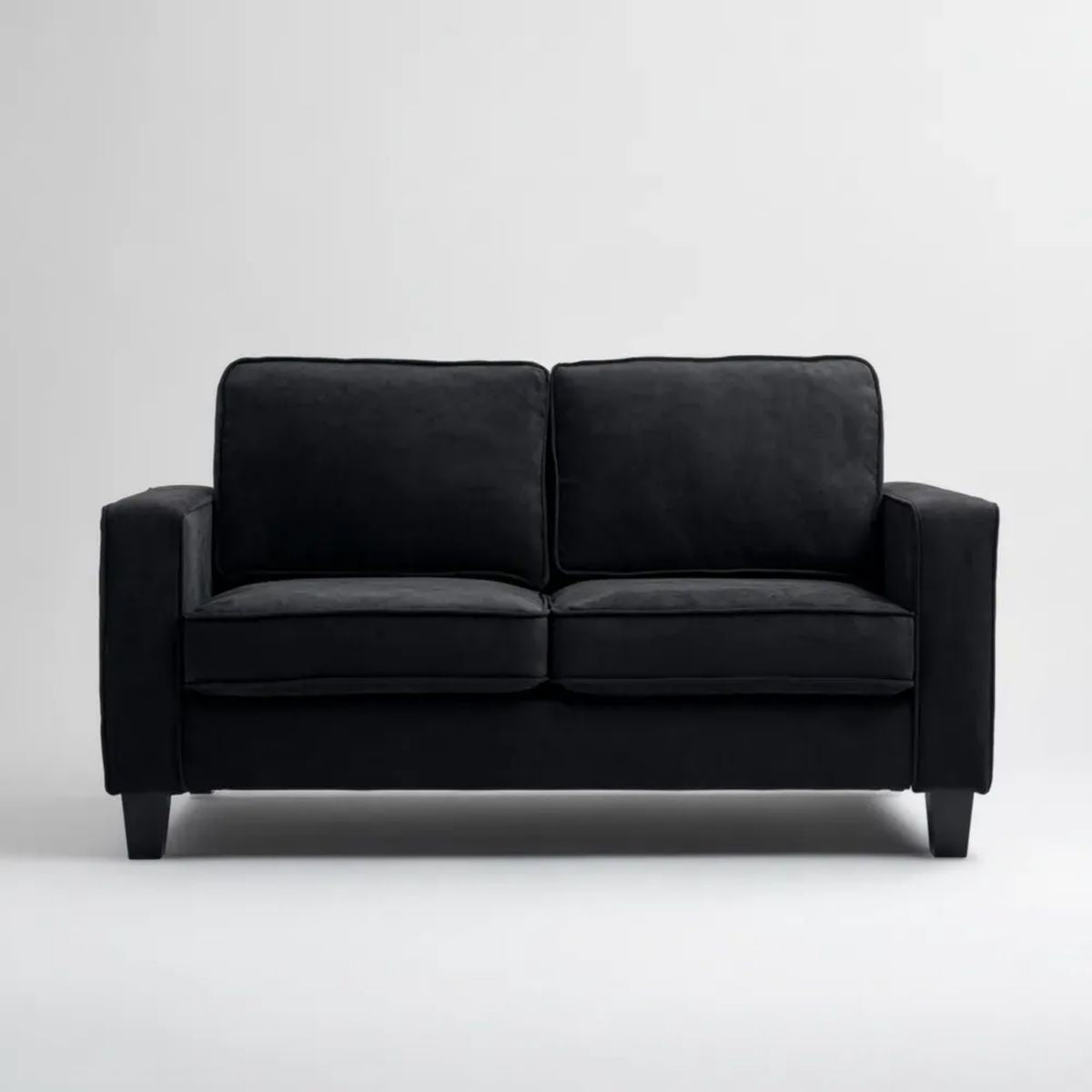 Czarna sofa dwuosobowa z tkaniny 150 x 85 x 85 cm