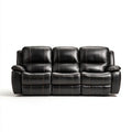 Trzyosobowa sofa ze skóry syntetycznej PU, czarna, 210 × 95 × 100 cm