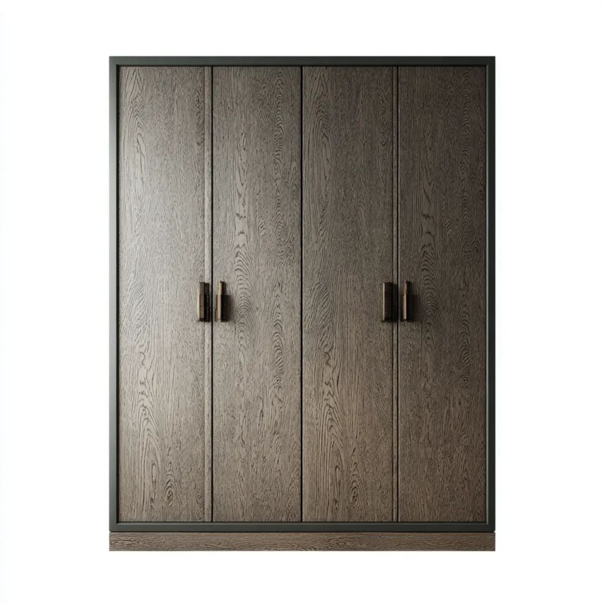 Szafa garderobiana czterodrzwiowa z płyty MDF, ciemnobrązowo-czarna, 180 × 60 × 220 cm