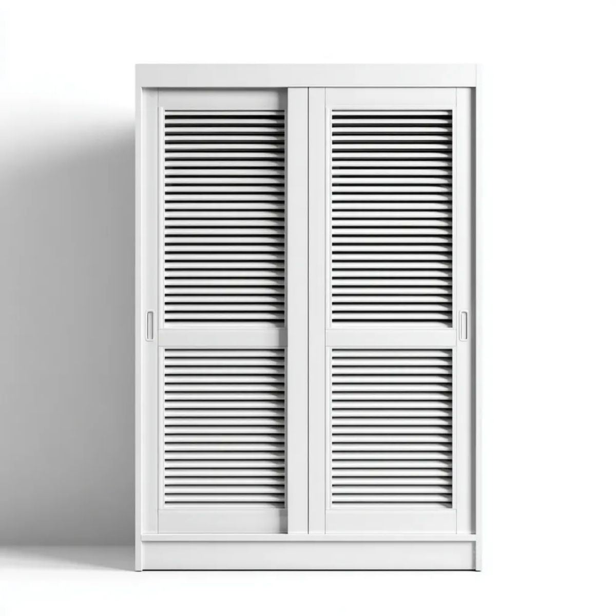 Biała szafa przesuwna z płyty MDF z drzwiami żaluzjowymi, 120 x 60 x 200 cm