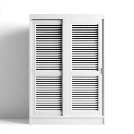 Biała szafa przesuwna z płyty MDF z drzwiami żaluzjowymi, 120 x 60 x 200 cm